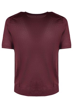 Burgundy linen blend T-shirt DIANA STUDIO | MSS25SIN57055